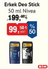 NİVEA ERKEK STİCK DEODORANT 50 ML fiyat ve kampanya bilgisi
